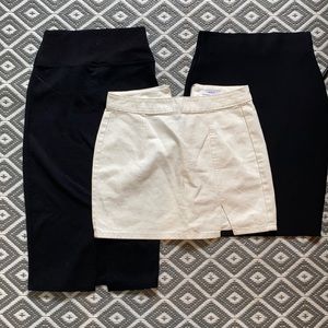 2 pencils skirts and white skirt